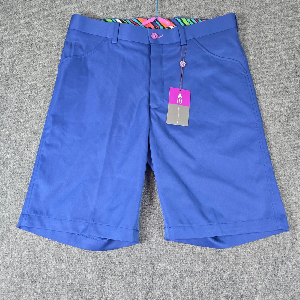 Aristo 18 Golf Shorts Royal‎ Blue Flat Front Colorful Waistband Size 32